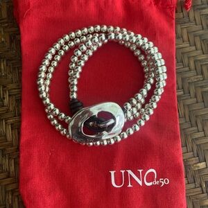 UNO de 50 Silver Beaded Bracelet